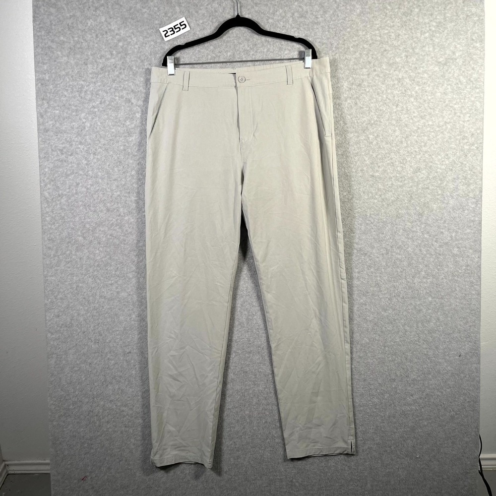Oakley Golf Pants Mens 36 Beige Regular Fit Wordmark Logo Performance Outdoor